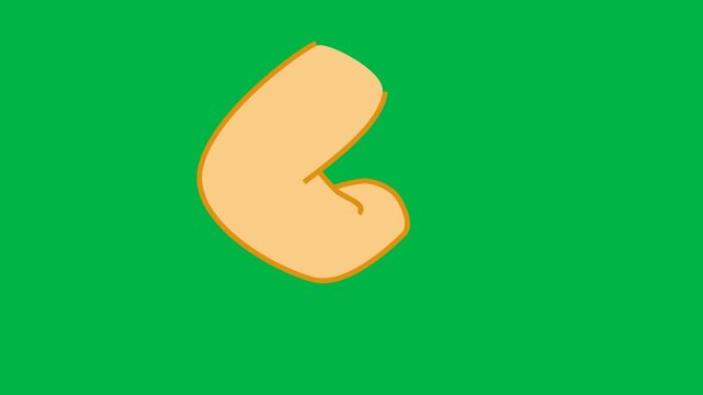 Cartoon thumbs up hand gesture in peach color on green screen chromakey background. Ideal for 2d animated cartoon animation in approval, success, or positive feedback scenes.