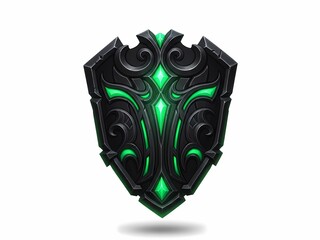 黒い盾のイラスト, 白背景に孤立したイメージ