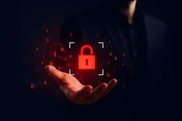 Cybersecurity Protection Concept with Digital Lock and Data Security Icons