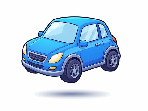 青い車 かわいいイラスト 白背景 自動車