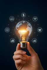 Global Innovation Concept With Light Bulb and Digital Business Icons