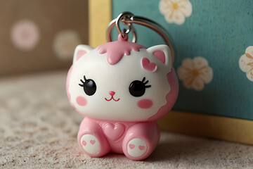 Adorable kawaii keychain with love icon