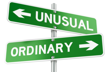 Unusual or Ordinary. Opposite traffic sign, transparent background