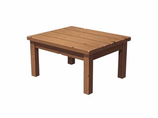 木製テーブル　茶色　四角　背景白　シンプル