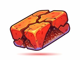 ひび割れたレンガのイラスト、白い背景に分離