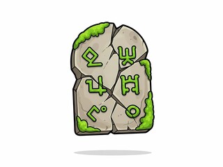 石碑 イラスト 苔むした古代文字の石のオブジェクト