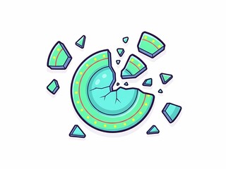 割れた皿 イラスト 悲しみ 欠片 白背景