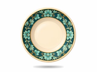 花柄の皿 静物 白背景 , 装飾模様, 上品 飾り