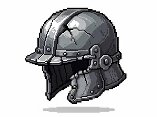 破損した鎧兜　中世の戦士のヘルメット