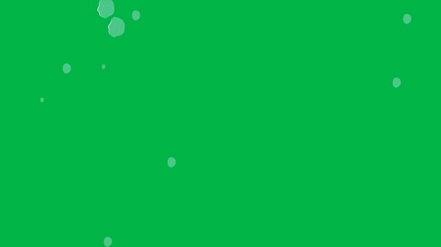 Minimal green background with faint white bubbles floating in 2d animated cartoon animation on green screen chromakey background, suited for subtle underwater effect.