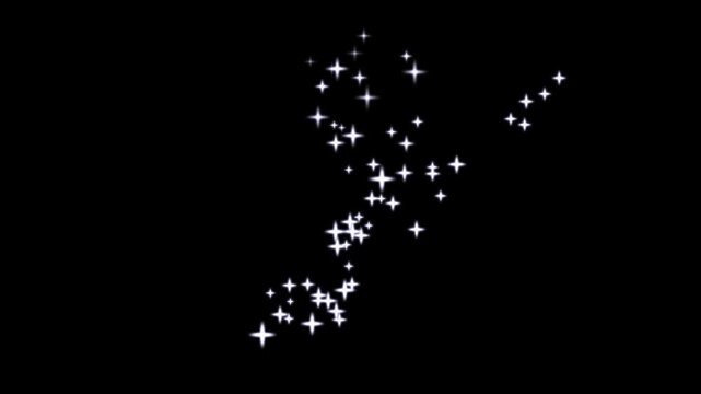 Twinkling stars animation. fast line glitter motion, white cartoon blinking stars, magic stars, flat vector doodle sparkle, glowing light trails, 2D shining twinkle effect on black screen bac