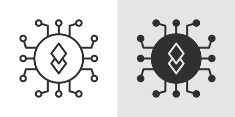 Fototapeta premium DeFi Icon representing blockchain-based financial services, decentralized applications, and peer-to-peer digital transactions.