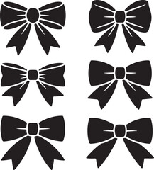 set of black bow tie shapes for decoration and design