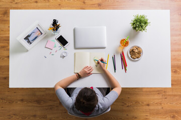 top view of modern workspace with laptop notebook and coffee on white desk