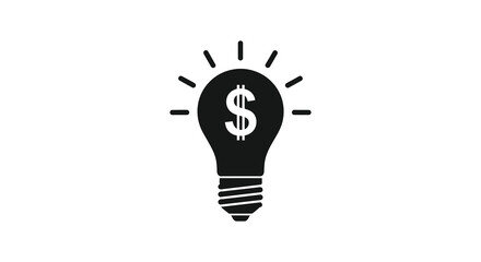 A black silhouette of a lightbulb containing a dollar sign representing financial ideas silhouette