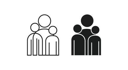 Two contrasting depictions of a group of people one outlined and one solid silhouette