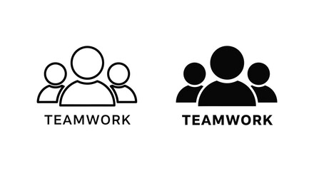 Simple depictions of teamwork with groups of people presented as a bold silhouette
