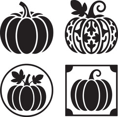 black pumpkin icons on white background