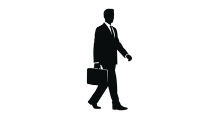 A formal businessman walking with a briefcase showcasing a classic and professional silhouette