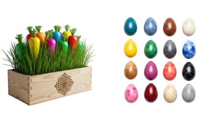 Colorful easter eggs isolated on transparent background