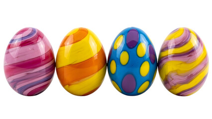 Obraz premium Four colorful easter eggs isolated on transparent background