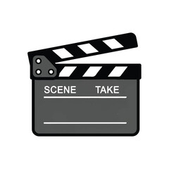 Fototapeta premium Clapperboard Film Slate Icon Symbolizing Movie Scene Creation and Production.