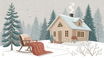 little house in the snow