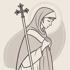 catholic-saint-illustration-in-calm-editorial-vector art