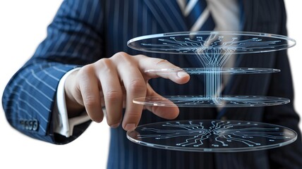 Businessman Operating Virtual Data Interface