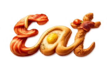 Eat typography created with food on a transparent background image.