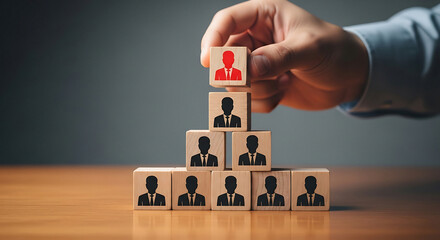 Businessman standing out in corporate leadership with unique red profile