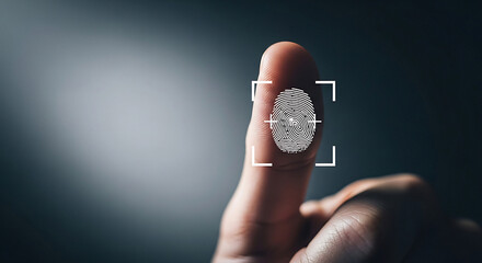 Close-up of finger with fingerprint scan for secure biometric identification