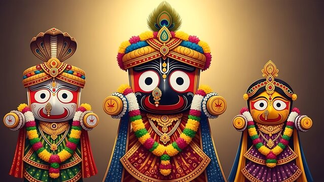 Traditional Jagannath Dev Spiritual Illustration with Sacred Colors