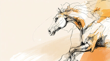 Creative Horse Drawing with Vibrant Watercolor Splashes