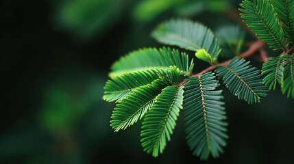 pudica. Mimosa pudica plant leaves folding inward upon being touched. gardening catalogs, home-decor guides, designed for home decor and floral branding and gardening and botanical catalogs.