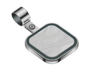 Modern silver pendant with geometric design isolated on transparent background