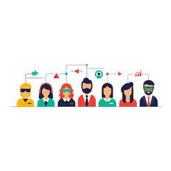 Diverse Professional Team Workflow and Data Connection