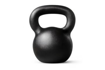 Black kettlebell on transparent background perfect for your gym needs.