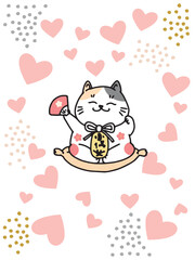 Maneki neko cat valentine cards.