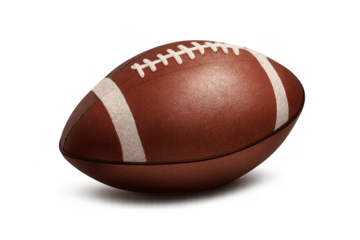 American football, brown leather ball, on transparent background stock