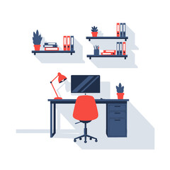 Organized Remote Work Environment Flat Design