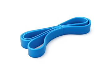 Blue resistance band, exercise equipment on transparent background space.