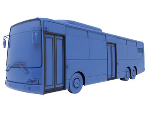 Modern blue tour bus isolated on transparent background