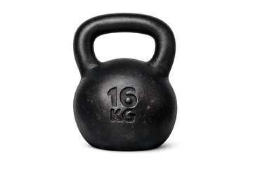 16 KG Kettlebell black color isolated object on transparent background