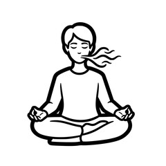 Serene individual meditating peacefully in lotus position with gentle breeze