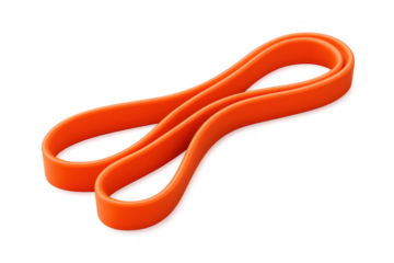 Orange resistance band workout exercise tool on transparent background