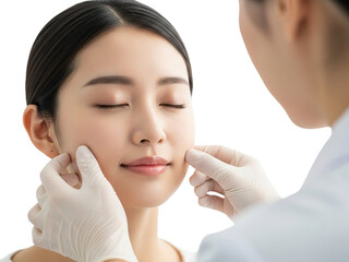 Professional facial treatment session isolated on transparent background