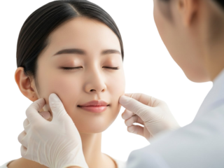 Professional facial treatment session isolated on transparent background
