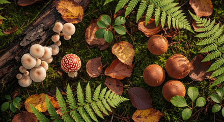 Mushrooms and Ferns