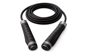 Jump rope with handles on transparent background, fitness and workout.